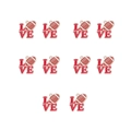 Bulk set of 10 red LOVE pendants with rugby ball design for DIY sports jewelry making - Red LOVE Rugby / 10 Pieces Pack