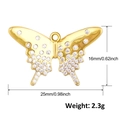 Exquisite gold butterfly pendant with crystals showing 25mm width and weight specs - Large Butterfly Shape Pendant (A0256)