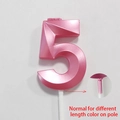 Pink number 5 birthday candle with diamond facet design and white plastic stick - Number 5 / Pink