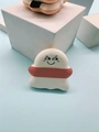 Sushi-shaped cartoon cushion puff in white and orange with a cute smiling face - Ghost 3 (Sushi Style)