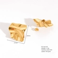 Irregular wavy gold earrings made of 18k gold-plated 304 stainless steel, 29mm size - E664-48(3D Wave Wrinkle)