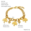 Bracciale a doppio strato in acciaio al titanio oro con albero della vita e cuori strass - Albero della Vita Cuore Strass Ciondolo (ZH256G) / Oro