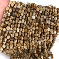 Irregular picture jasper stone bead necklace with natural earth-tone landscape patterns - Jasper