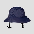 Detail of navy nylon sun hat featuring adjustable windproof chin strap and wide brim - M (56-58cm) / Navy Blue