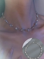 Silver thorn necklace with iridescent beads and adjustable extension chain details - Iridescent Pearl Barbed Wire Necklace (A-1029)