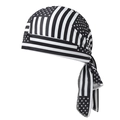 Black and white American flag pattern stretch do-rag with stars and stripes for sports - Stars and Stripes Black