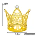 Mini gold crown cake topper with sparkling rhinestones, size 3.2cm high and 3.1cm wide - Heart Finger Small Gold 01