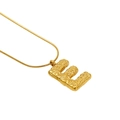 Gold letter E pendant necklace with woven texture on a minimalist snake chain - Letter E