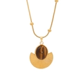 Maillard style tiger eye stone pendant on a gold snake chain necklace with beads - Fan Tiger Eye Bead Chain Style (6#)