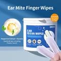 Pet ear cleaning finger wipes for dogs and cats with mint and glycerin extract - Ear Mite Removal Finger Wipes (50 Pcs/Jar)