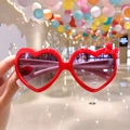 Kids heart shaped sunglasses in red with bow accent and gradient tinted lenses - Red Heart Bow
