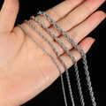 Polierte silberne Titanstahl-Kordelketten in verschiedenen Stärken für Damen und Herren - Breite 5mm / Halskette 24 Zoll (60.96cm) / Stahlfarben