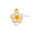 Ciondolo a margherita in smalto bianco e finitura dorata, accessorio per gioielli 10mm - Mini Margherita