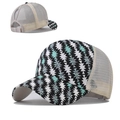 Women's ponytail baseball cap with geometric print canvas and breathable mesh back - Adjustable / Geometric Rhombus Ponytail