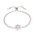 Bracelet ajustable en argent avec fleur en zircon et fermoir à perle coulissante - Style de Fleur à Huit Pétales (Or Blanc 11)