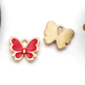 DIY red butterfly enamel alloy charm pendant with golden finish for jewelry making - Red Butterfly