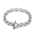 Silbernes Edelstahl-Kettenarmband mit T-Verschluss und poliertem Finish für Damen - 9mm Stil (KB151478-Z) / Silber