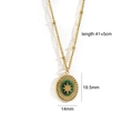 Dimensions détaillées du collier en acier 316L doré avec pendentif pierre verte - Pendentif Jade Africain Ovale Étoile à Huit Branches