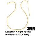 18k vergoldete 3mm Kugelkette Halskette mit 45+5cm Länge und Karabinerverschluss - 3mm
