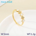 Anillo de acero inoxidable chapado en oro 18K con esmalte blanco y circonitas, 5mm - US 8 / Dorado (KR111764-KC)