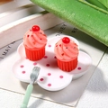Miniature resin pink cupcake charm with red ball topper for DIY craft decoration - 1.5x1.5cm / Orange Base with Dots