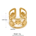 Golden stainless steel open ring featuring an intricate cutout daisy flower design - Hollow Daisy Flower Open Style (KB750) / Gold