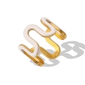Anello a onda in acciaio inossidabile placcato oro 18K con smalto bianco - US 6 / Bianco