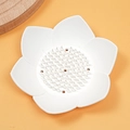 Lotus shaped white silicone soap holder with drainage holes and anti-slip texture - Off White