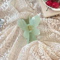 Mint green butterfly hair claw clip with gold spring on elegant lace background - Wide Butterfly Clip / Approx. 8cm / Jelly Cyan