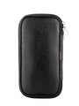 Tragbare schwarze Make-up-Pinseltasche aus PU-Leder mit Textur und Doppelreißverschluss - Chujian-Serie / Schwarz