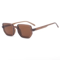 Retro square sunglasses featuring translucent brown frames and tinted dark brown lenses - Transparent Dark Tea