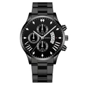 Orologio da uomo Geneva al quarzo nero con tre quadranti secondari e datario completo - Quadrante Nero Lancette Argento Cinturino Nero (Estremità Piatta)