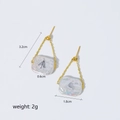 Baroque freshwater pearl earrings in gold finish with square iridescent pendants - White Baroque Chain Studs