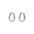 Minimalist S925 sterling silver hoop earrings with irregular oval line design in silver - 8mm / White Gold