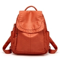 Fashionable soft leather backpack for women in brick red with large capacity for travel - Small / Orange Red