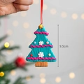 Pendaglio albero di Natale in argilla verde con bordi ondulati rosa e stelline - Albero di Natale