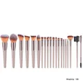 Champagne gold 20-piece makeup brush set with frosted handles on white background - 20Pcs Champagne Makeup Brushes