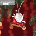 Retro resin Santa Claus on a red sleigh Christmas tree hanging ornament with snowflakes - Style C-Red Sleigh Santa