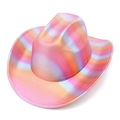 Rainbow striped cowboy hat with colorful gradient wool felt for party and carnival events - Style 5
