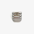 Minimalist silver wide-band ring with a multi-layer hollow geometric design - US 7 / Silver