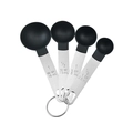 Set of 4 black measuring spoons with stainless steel handles and engraved scale markings - Black Small 4Pcs Measuring Spoons Set