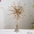 30cm Fireworks design LED Christmas tree topper with golden sequins and spiral base - LED Champagne Gold Starburst Tree Topper / 24cmx30cm