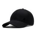 Classic black cotton baseball cap for men with a minimalist side logo and curved brim - Black