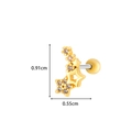 Star-shaped gold ear stud with clear zircons, minimalist curved design measuring 0.91cm - 5# Gold (Stacked Stars)
