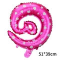 Dettaglio del palloncino a spirale in alluminio rosa con cuori, dimensioni 51x39cm - Chiocciola Stampata / Cuore Rosa