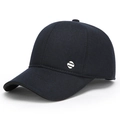 Herren Winter-Basecap mit Ohrenklappen in Dunkelblau aus Wollmischung mit Metallschnalle - Marineblau