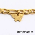 Vintage gold butterfly pendant necklace with engraved texture on a Figaro chain - 10*8mm Small Textured Butterfly Pendant