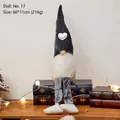 Grey Christmas gnome plush with telescopic legs and silver heart hat ornament - Grey Hat Heart Decor (Doll No. 17)