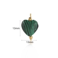 13mm heart-shaped green malachite pendant with gold-tone bead and bail for jewelry DIY - Malachite