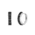 Silver hoop earrings with rectangular black gemstones and elegant channel setting - Silver with Black Baguette Zircon Hoop